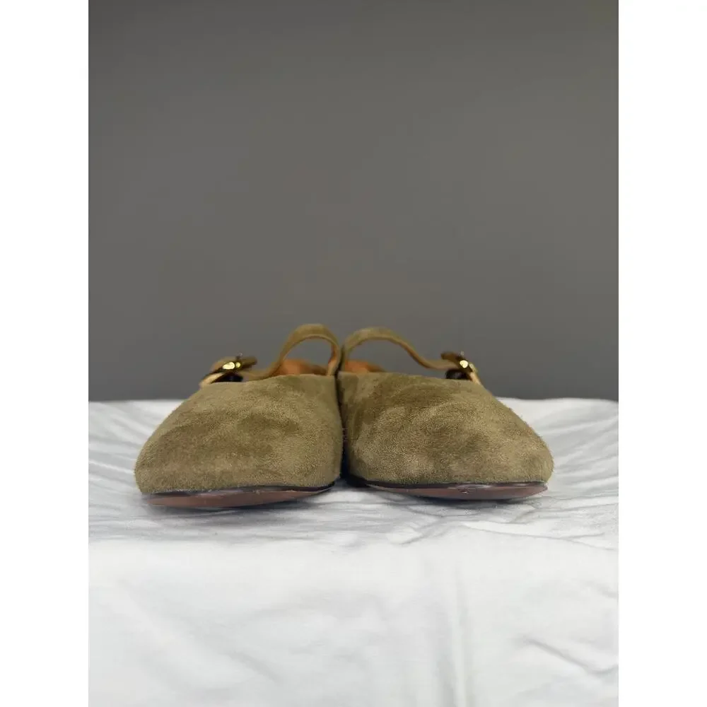 Madewell The Remy Mary Jane Flat in Aged Olive Green Suede Size 8